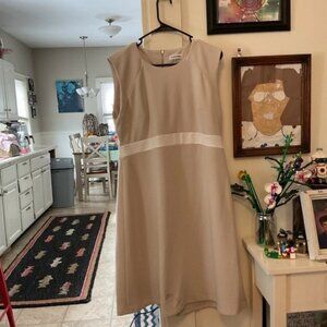 Calvin Klein Taupe Midi Dress with White Band